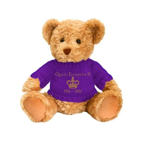 28cm Sherwood Bear with Queen Elizabeth II Commemoration Purple Jumper