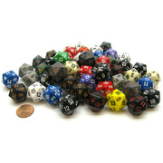 Bag of 50 Assorted Polyhedral Opaque D20 dice
