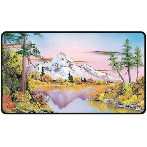 Bob Ross Mighty Mountain Lake Black Stitched Playmat
