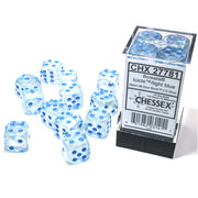 Borealis 16mm d6 Luminary Dice Block: Icicle/Light Blue (12 Dice)