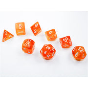 Borealis Polyhedral Blood Orange/white Luminary™ 7-Die Set (with bonus die)