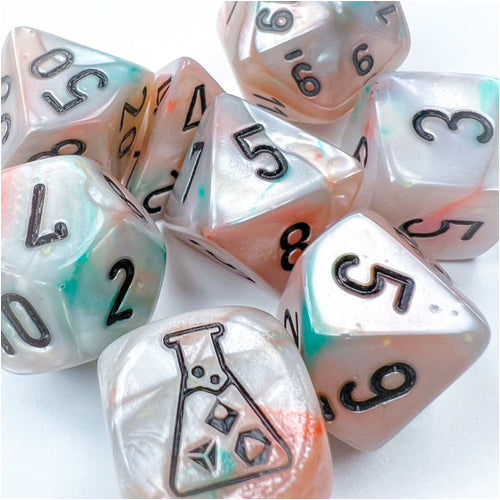 Borealis Polyhedral Canary/white Luminary™ 7-Die Set (with bonus die)