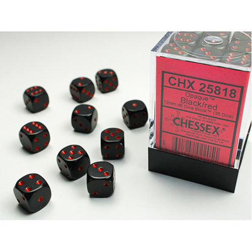 Chessex - 12mm D6 Dice Block - Black w/Red