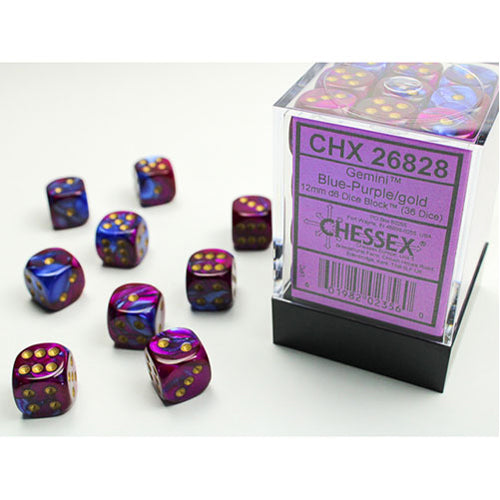 Chessex - 12mm D6 Dice Block - Blue & Purple w/Gold