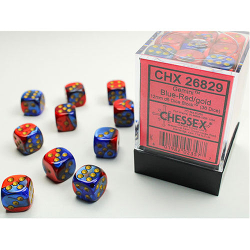 Chessex - 12mm D6 Dice Block - Blue & Red w/Gold