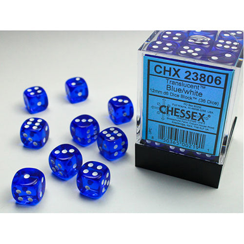 Chessex - 12mm D6 Dice Block - Blue w/white