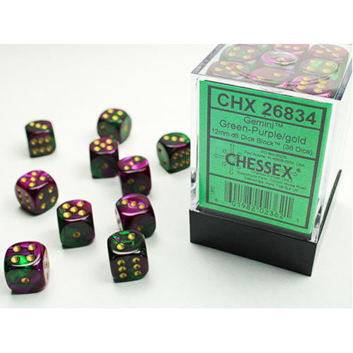 Chessex - 12mm D6 Dice Block - Green & Purple w/Gold