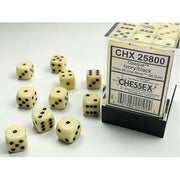 Chessex - 12mm D6 Dice Block - Ivory w/Black