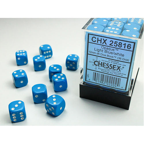 Chessex - 12mm D6 Dice Block - Light Blue w/White