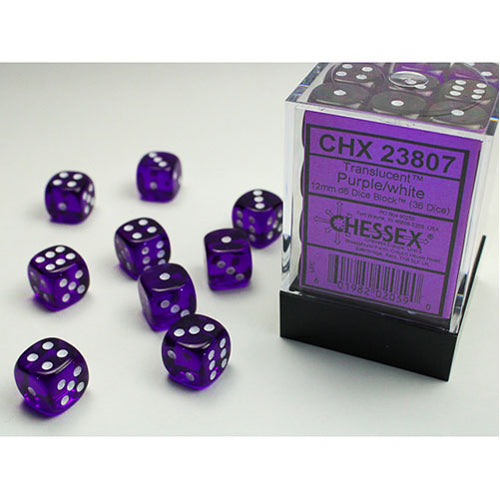 Chessex - 12mm D6 Dice Block - Purple w/white