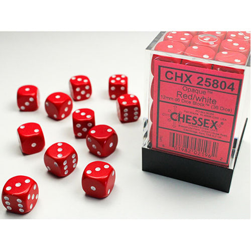 Chessex - 12mm D6 Dice Block - Red w/White