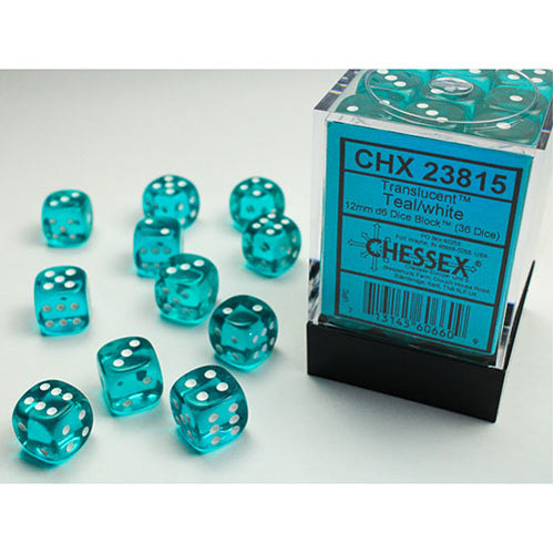 Chessex - 12mm D6 Dice Block - Teal w/white