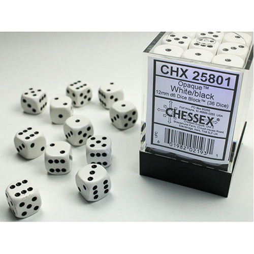 Chessex - 12mm D6 Dice Block - White w/Black
