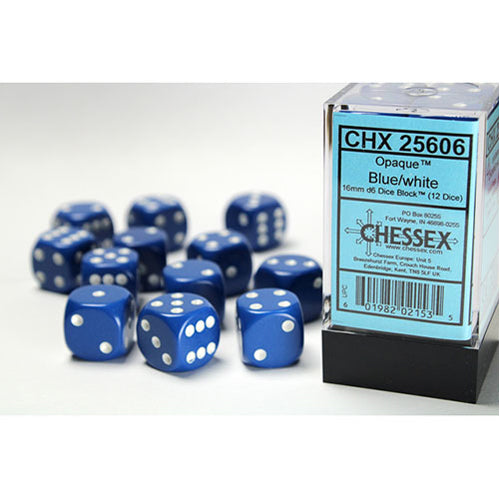 Chessex - 16mm D6 Dice Block - Blue w/White
