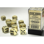 Chessex - 16mm D6 Dice Block - Ivory w/Black