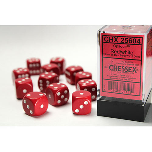 Chessex - 16mm D6 Dice Block - Red w/White