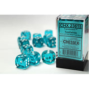 Chessex - 16mm D6 Dice Block - Teal w/white