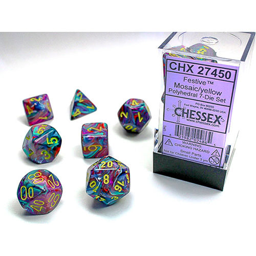 Chessex - Festive Polyhedral 7 Dice Set - Mosaic Yellow