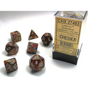 Chessex - Lustrous Polyhedral 7 Dice Set - Gold w/Silver