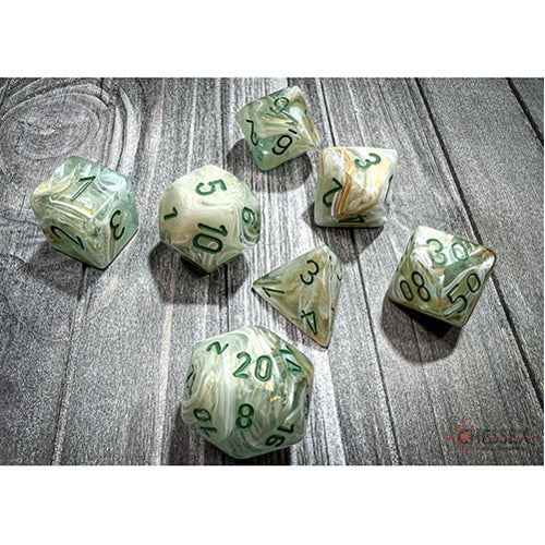 Chessex - Marble Polyhedral 7 Dice Set - Green w/Dark Green