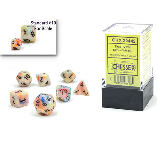 Chessex - Mini Festive Polyhedral 7 Die Set - Circus Black