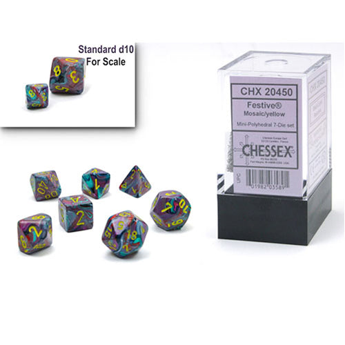 Chessex - Mini Festive Polyhedral 7 Die Set - Mosaic Yellow