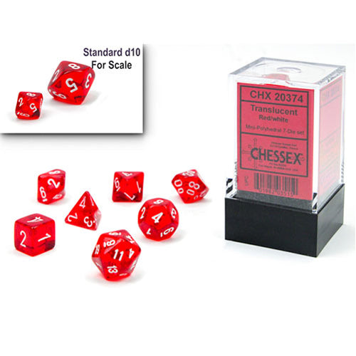 Chessex - Mini Translucent Polyhedral 7-Die Set - Red & White