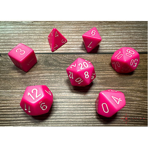 Chessex - Polyhedral 7 Dice Set - Pink w/White