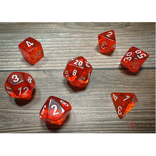 Chessex - Translucent Polyhedral 7 Dice Set - Orange & White