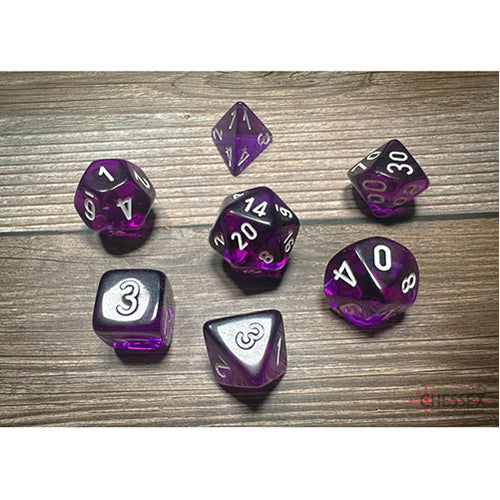 Chessex - Translucent Polyhedral 7 Dice Set - Purple & White