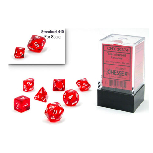 Chessex - Translucent Polyhedral 7 Dice Set - Red & White