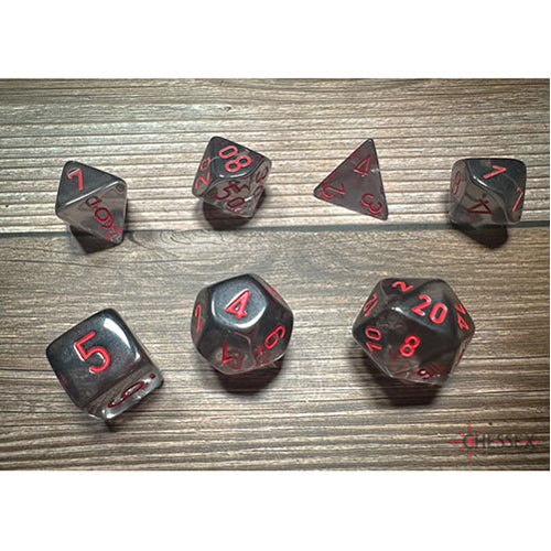 Chessex - Translucent Polyhedral 7 Dice Set - Smoke & Red