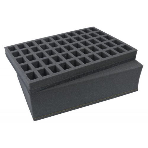 Combi BOX with 100mm deep raster foam tray and foam tray for 55 small miniatures on 25mm bases