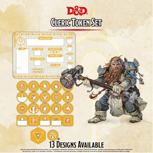D&D Cleric Token Set (Player Board & 22 Tokens)