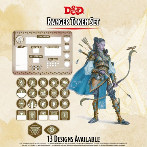 D&D Ranger Token Set (Player Board & 22 Tokens)