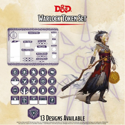 D&D Warlock Token Set (Player Board & 22 Tokens)