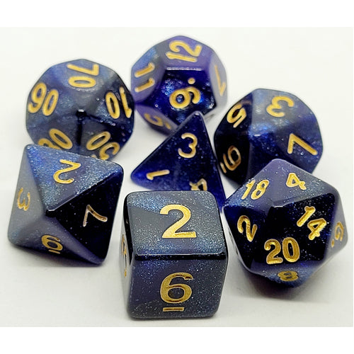 Dice Set Confetti: Blue Galaxy