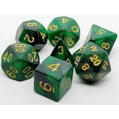 Dice Set Confetti: Green Galaxy