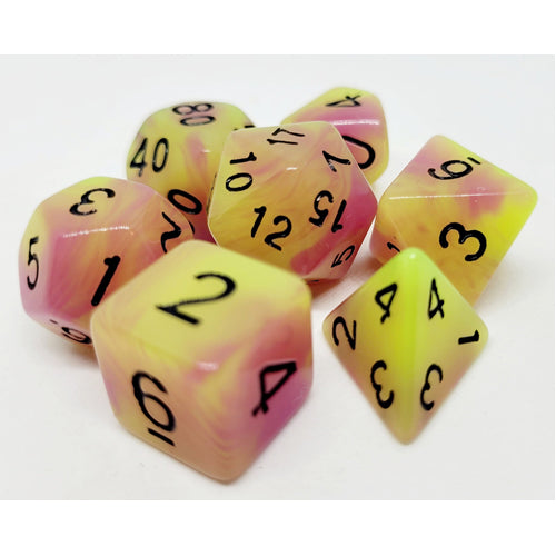 Dice Set Glowing: Passion (Yellow/Purple)