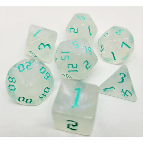 Dice Set Milky Shine: Petrol