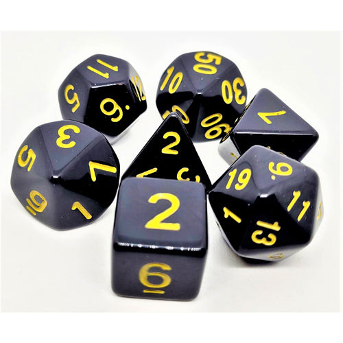Dice Set Opaque: Black/Yellow