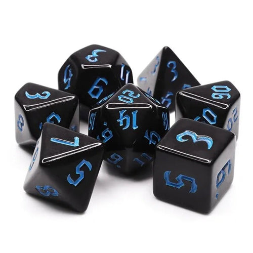 Dice Set Opaque: Chon drite Black/Blue