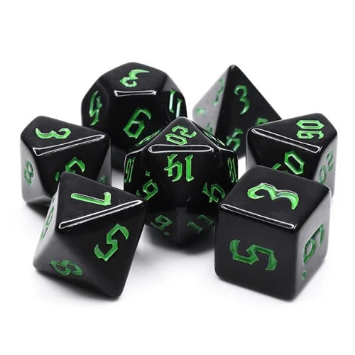 Dice Set Opaque: Chon drite Black/Green