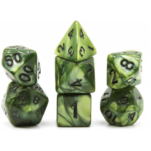 Dice Set Pearl: Olive/Black