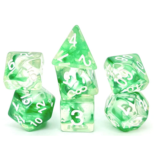 Dice Set Transparent: Nebula Green