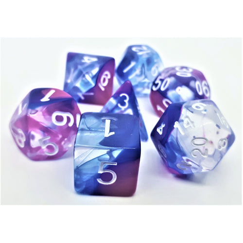 Dice Set Transparent: Purple Clouds