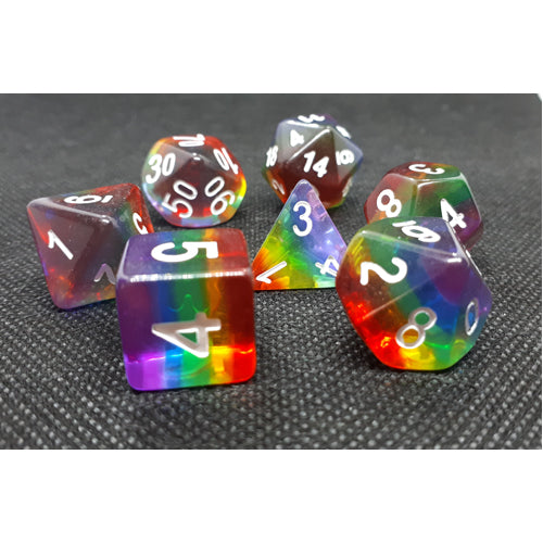 Dice Set Transparent: Rainbow