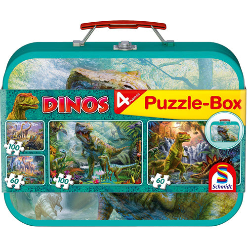 Dinosaurs Four Jigsaws In A Keepsake Tin (2X60Pc/2X100Pc)