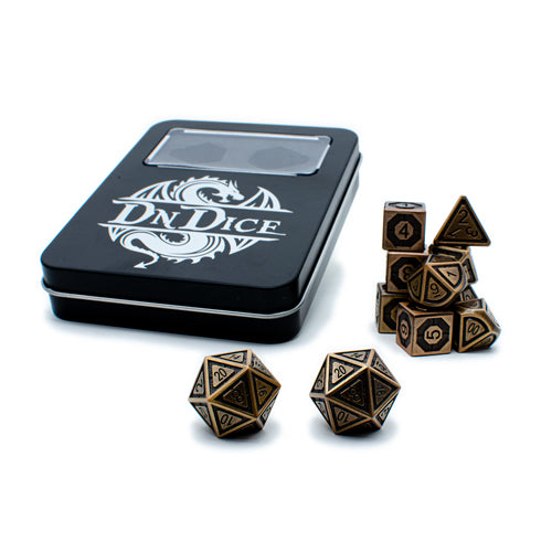 DnDice Dragon Core: Clockwork Gold Dice Set