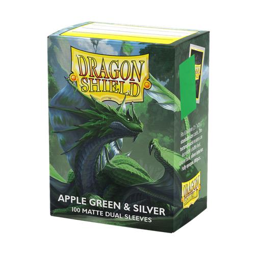 Dragon Shield Matte Dual Standard Sleeves - Apple Green & Silver (100)